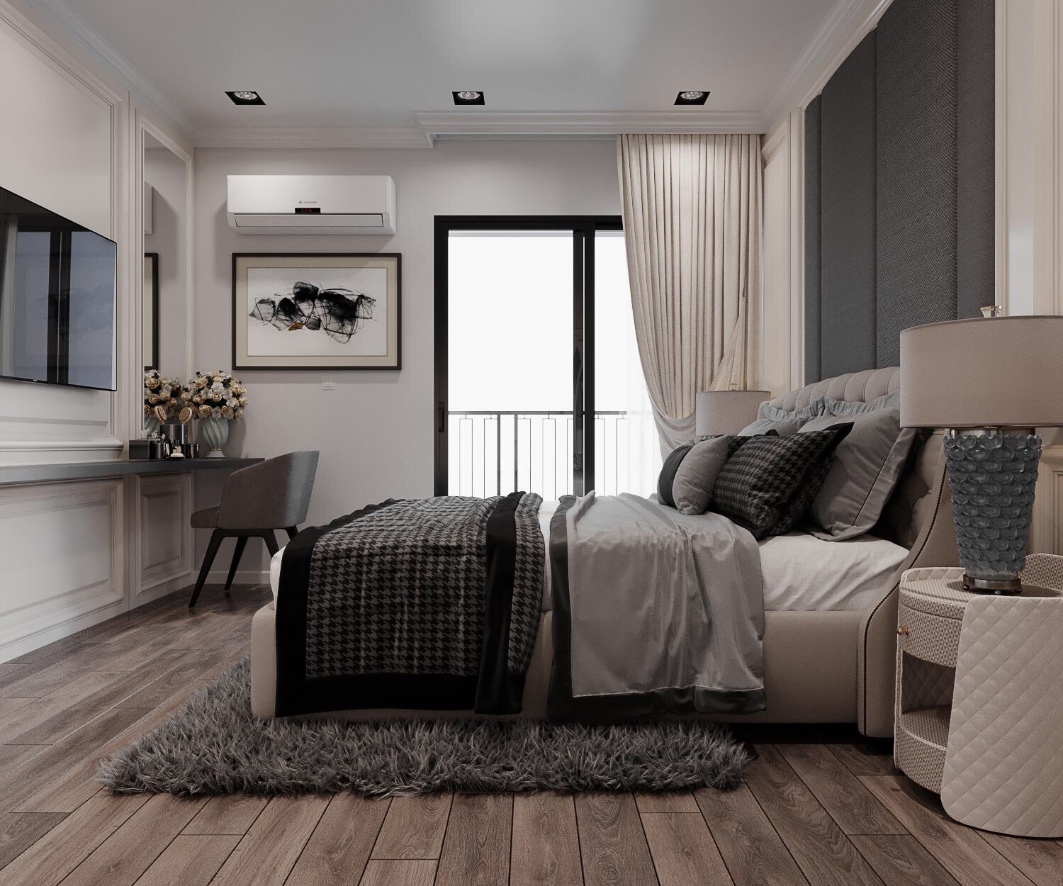 Với ban c&ocirc;ng ri&ecirc;ng, ph&ograve;ng ngủ rất tho&aacute;ng v&agrave; tận dụng được tối đa nguồn s&aacute;ng tự nhi&ecirc;n.