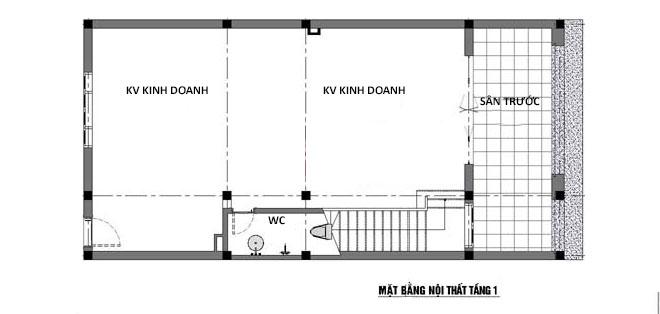 Mặt bằng tầng 1 nhà ống hiện đại