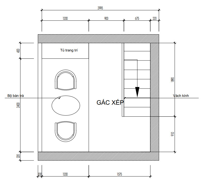 Mặt bằng g&aacute;c x&eacute;p 1