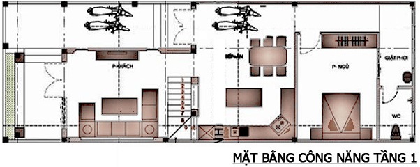 Mặt bằng bố tr&iacute; nội thất tầng 1 nh&agrave; cấp 4 hiện đại