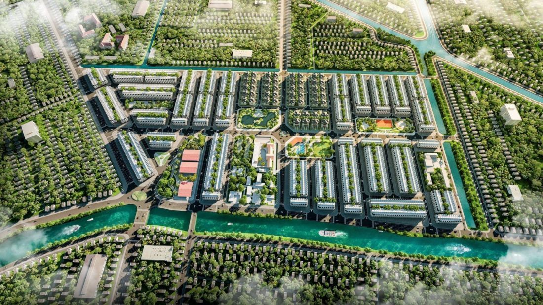 hình ảnh phối cảnh một khu đô thị nhìn từ trên cao