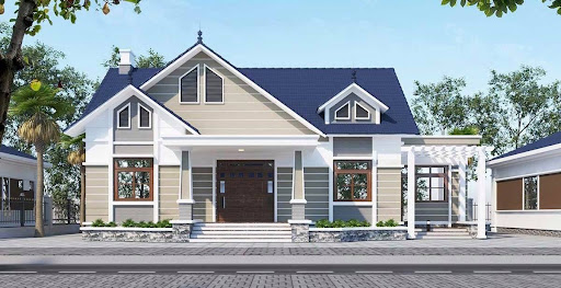 Phối cảnh mẫu biệt thự 1 tầng mái Thái phong cách hiện đại Phối cảnh mẫu biệt thự 1 tầng mái Thái phong cách hiện đại