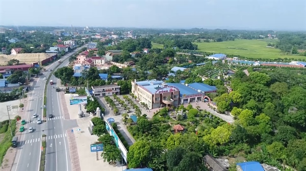 Một góc TP. Sông Công, tỉnh Thái Nguyên nhìn từ trên cao