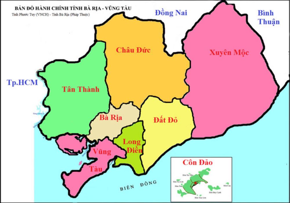 bản đồ hành chính Bà Rịa - Vũng Tàu