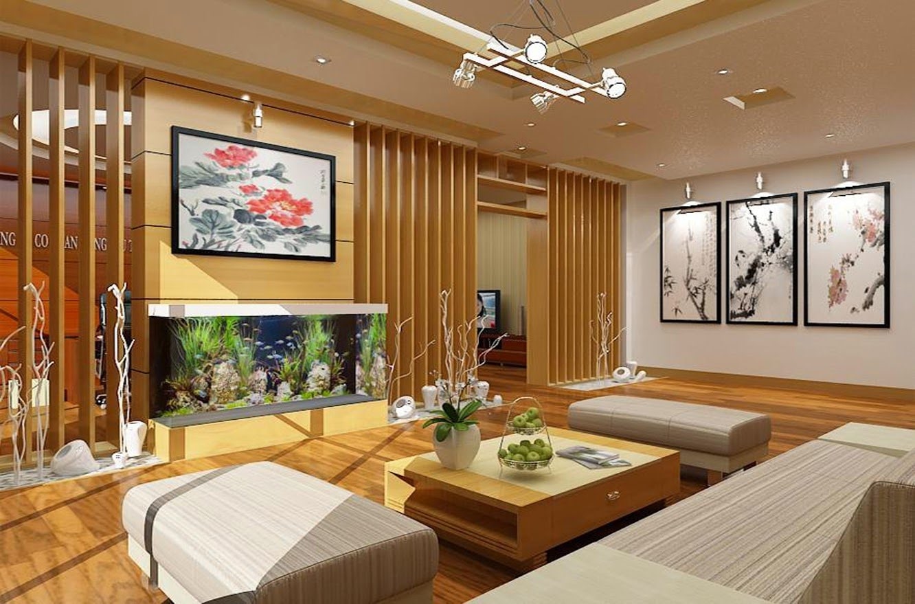 Phòng khách nhà cấp 4 rộng rãi, thoáng sáng với nội thất chất liệu gỗ chủ đạo mang lại cảm giác ấm áp, gần gũi.