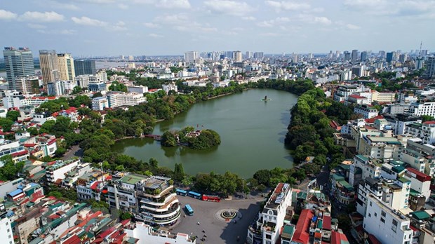 hình ảnh trung tâm TP. Hà Nội nhìn từ trên cao