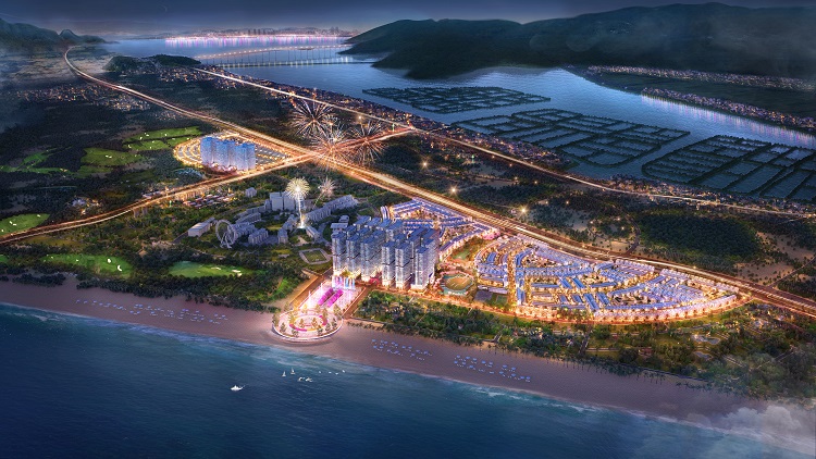 Đại đô thị Nhơn Hội New City lung linh về đêm