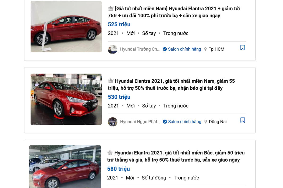 Hyundai Elantra vẫn đang ưu đãi sâu tại đại lý.