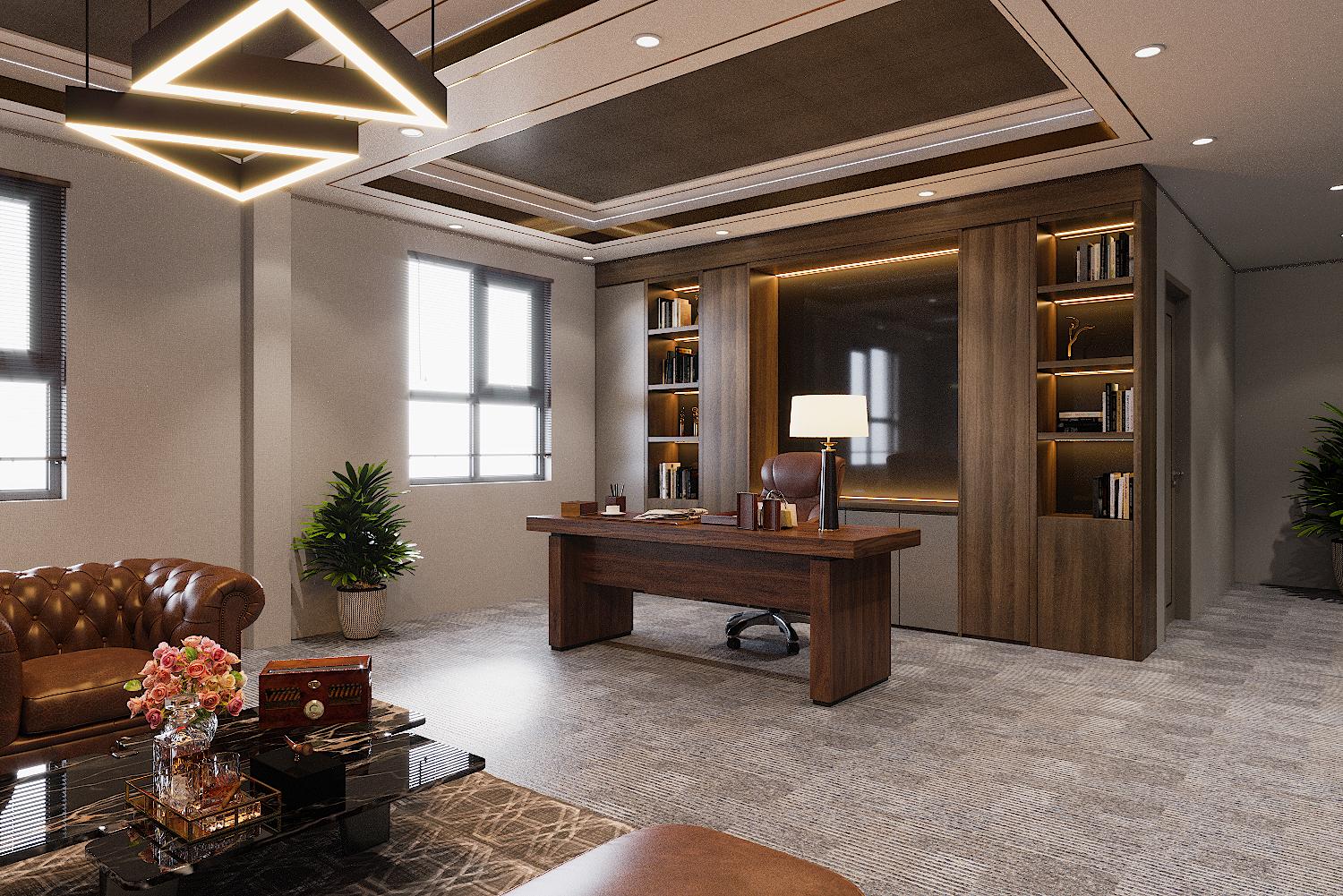 Với bố cục chức năng khoa học, không gian văn phòng rộng rãi, thông thoáng và tận dụng được tối đa ánh sáng tự nhiên nhờ hệ cửa sổ kính trong suốt.