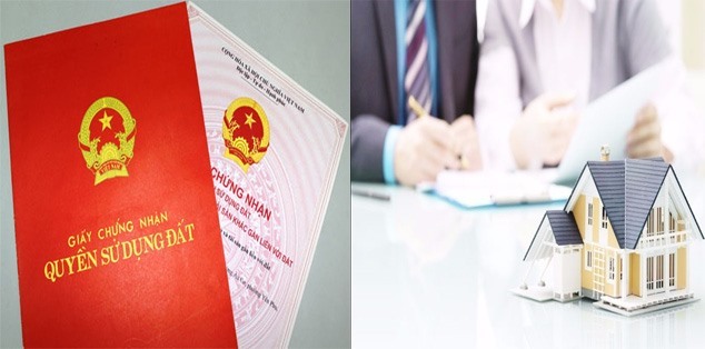 hình ảnh sổ đỏ, mô hình ngôi nhà minh họa cho mua chung đất