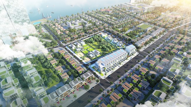 Phối cảnh tổng thể Trường An Center 1 bên dòng sông Cổ Chiên