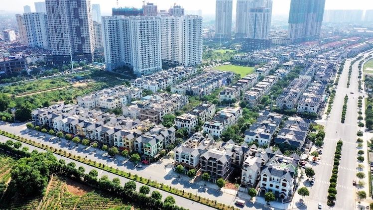hình ảnh một dự án liền kề, biệt thự, chung cư cao tầng nhìn từ trên cao
