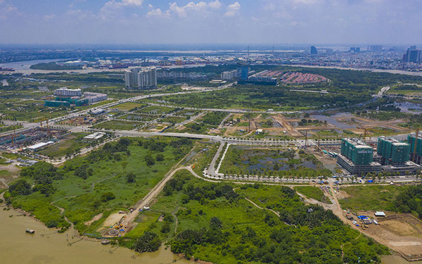 khu đất Thủ Thiêm nhìn từ trên cao