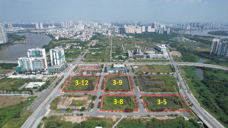 Vị trí 4 lô đất vừa trúng đấu giá tại KĐTM Thủ Thiêm