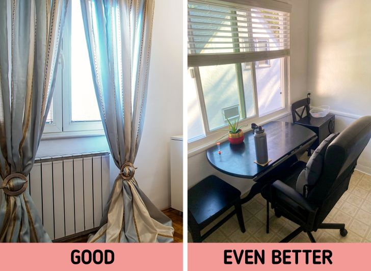 Rèm cửa điều tiết ánh sáng tự nhiên vào phòng.