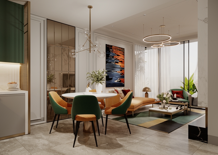 Kh&ocirc;ng gian b&ecirc;n trong của căn hộ Vogue Condosuites