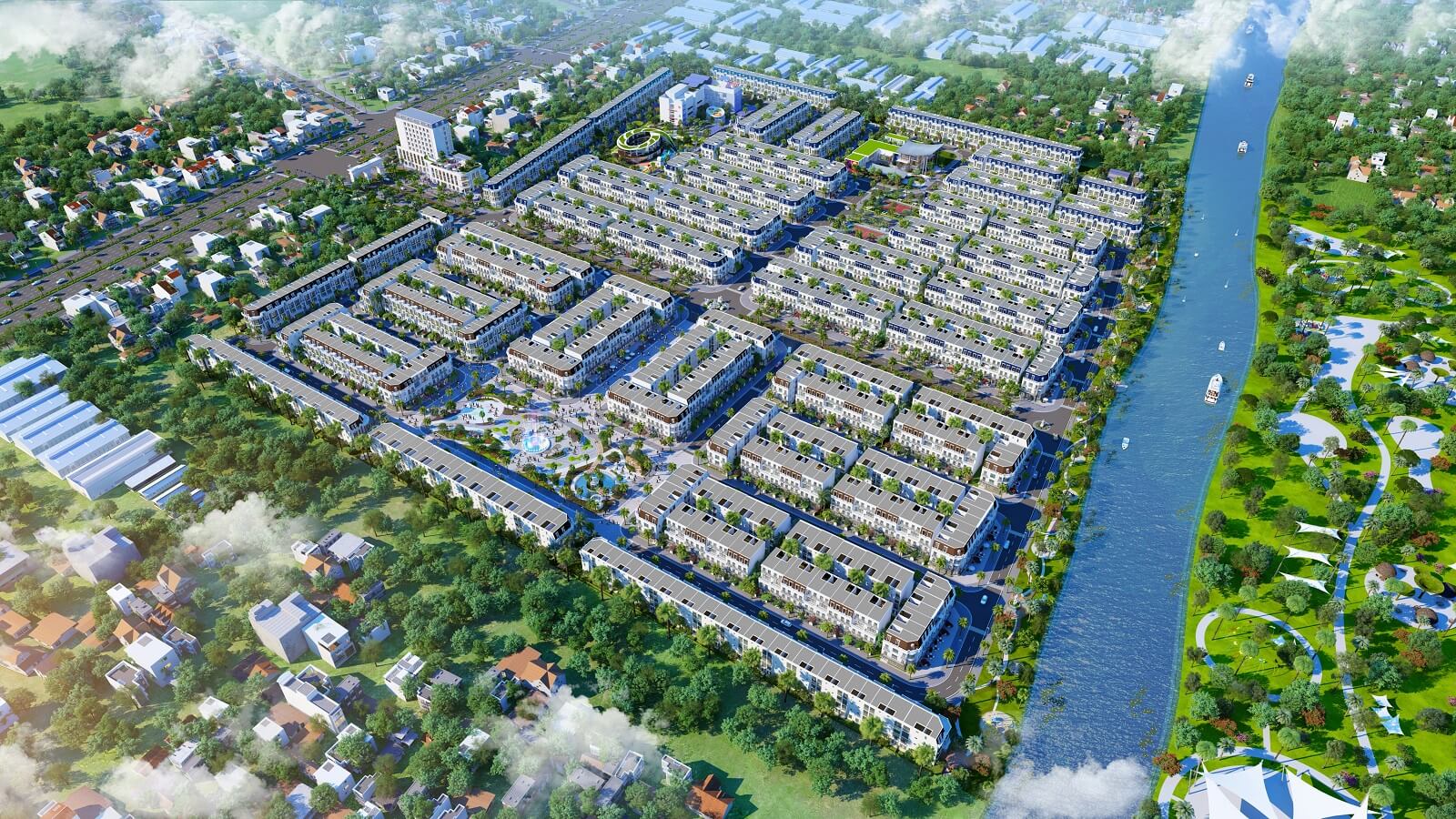 h&igrave;nh ảnh phối cảnh tổng thể một dự &aacute;n khu đ&ocirc; thị nh&igrave;n từ tr&ecirc;n cao