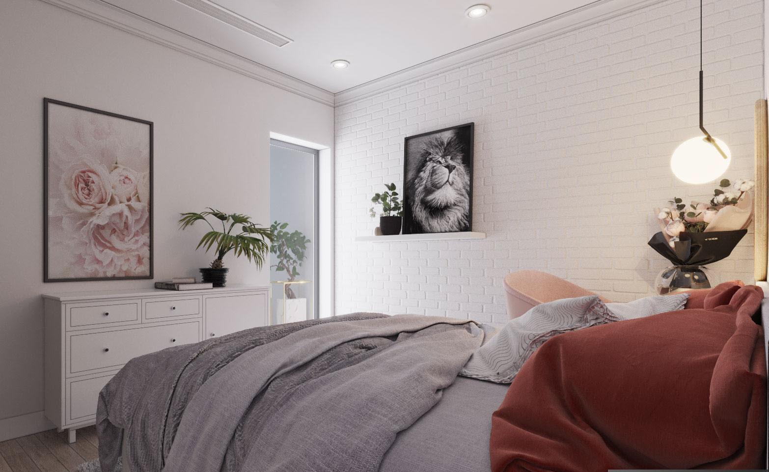 Những điểm nhấn màu sắc từ vỏ gối, ghế ngồi, tranh tường khiến căn phòng trở nên sinh động, tươi mới và tràn đầy năng lượng tích cực.