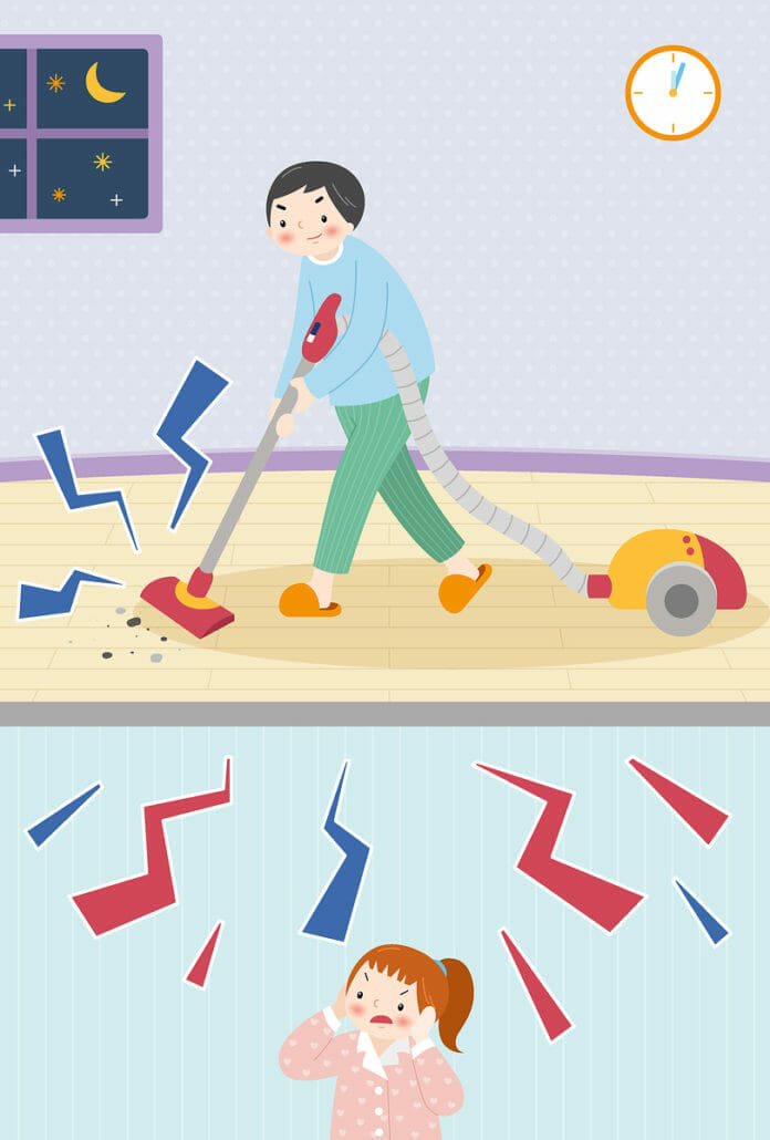 hình ảnh hút bụi tầng trên gây tiếng ồn cho tầng dưới
