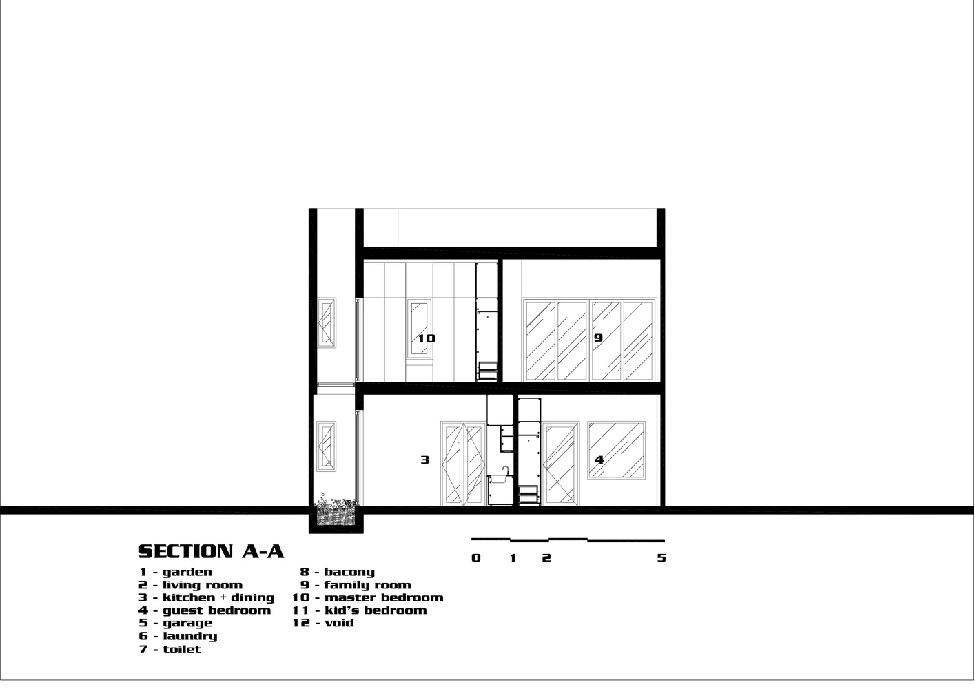Mặt cắt đứng c&ocirc;ng tr&igrave;nh - 1