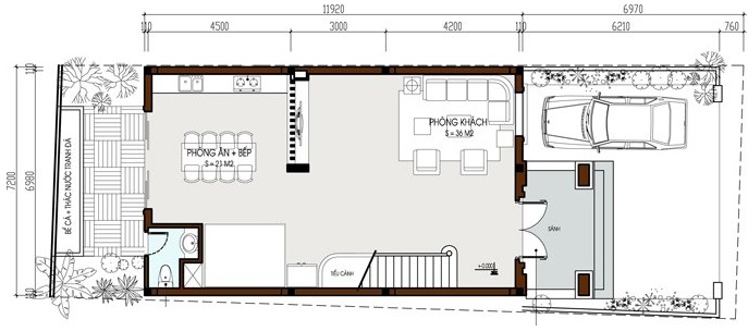 Mặt bằng tầng 1 biệt thự tân cổ điển