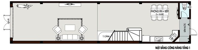 Mặt bằng tầng 1 nh&agrave; ống