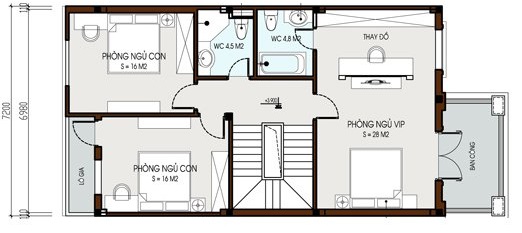 Mặt bằng tầng 2 biệt thự