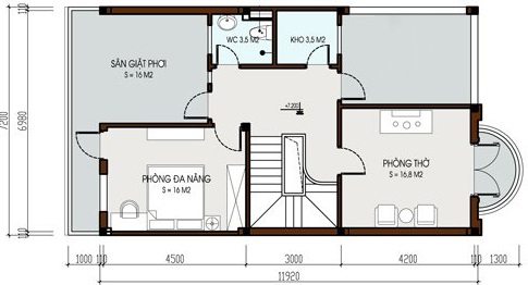 Mặt bằng tầng 3 biệt thự