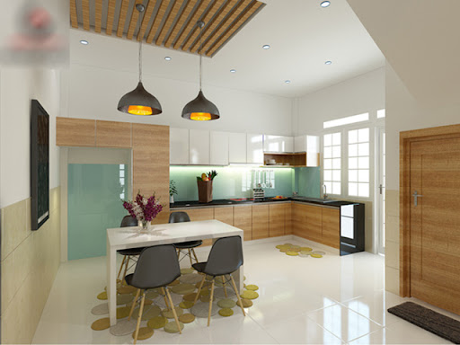 Ph&ograve;ng bếp kết hợp ph&ograve;ng ăn rộng r&atilde;i đủ chỗ để tổ chức tiệc gia đ&igrave;nh ấm c&uacute;ng.