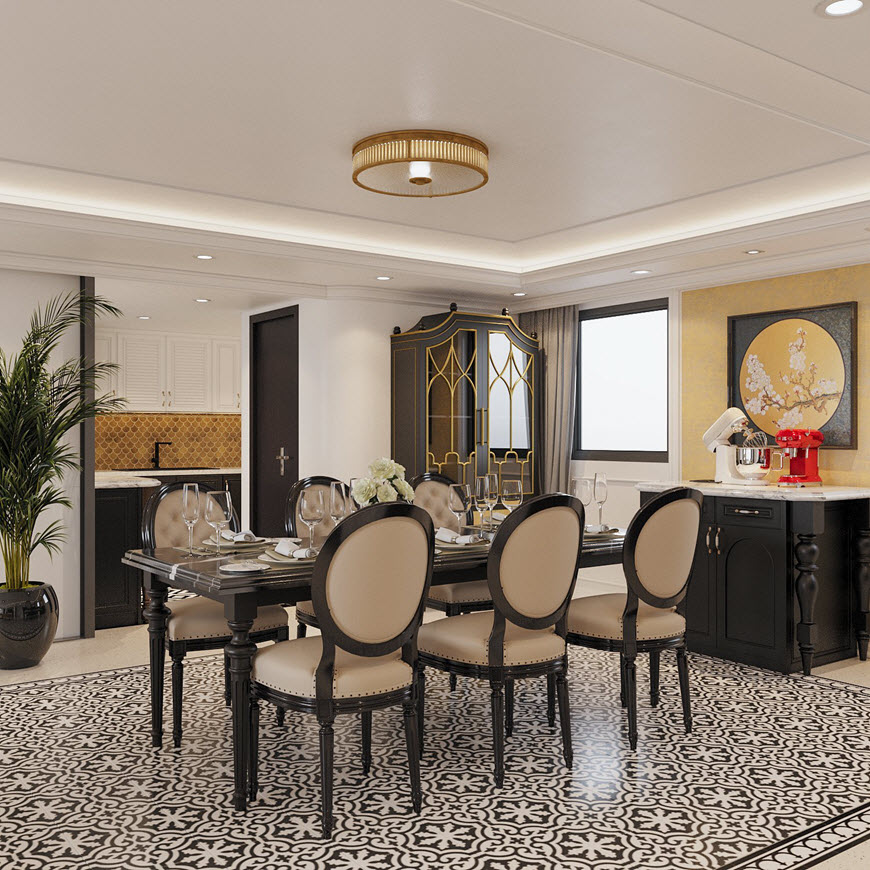 Nội thất Đ&ocirc;ng Dương g&acirc;y ấn tượng với những bức tranh tường nghệ thuật tinh tế.