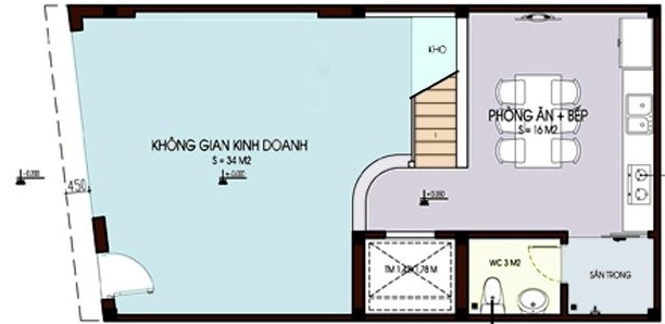 Mặt bằng tầng 1 nh&agrave; ống hiện đại