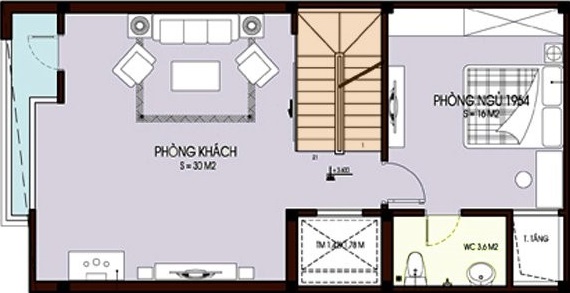 Mặt bằng tầng 2 nh&agrave; ống