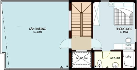 Mặt bằng tầng 4 nh&agrave; ống