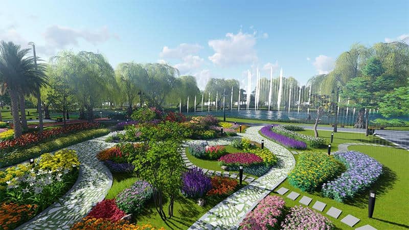 phối cảnh vườn hoa, công viên
