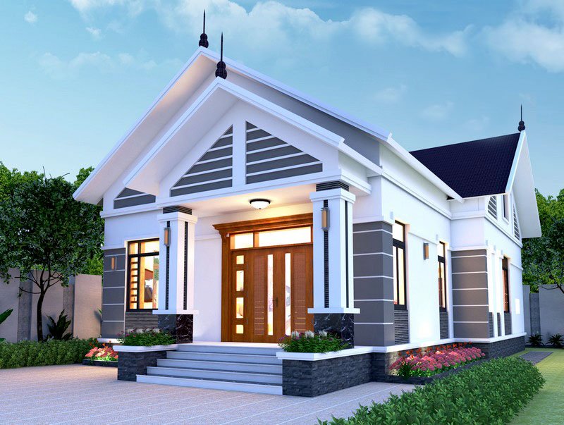 Phối cảnh 3D mẫu nhà cấp 4 mái Thái hiện đại