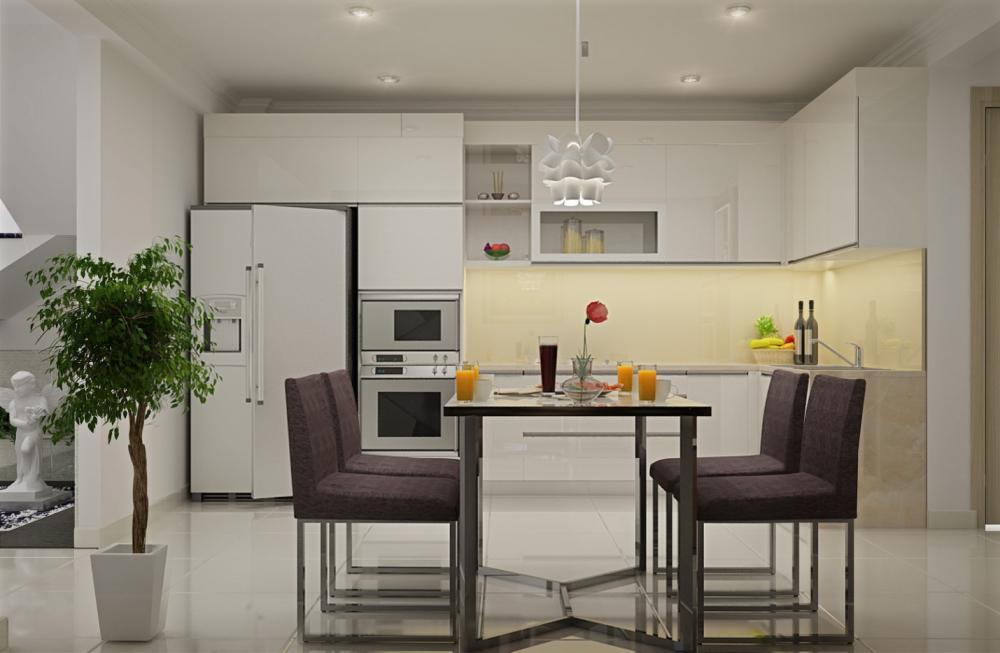 phòng bếp hiện đại với nội thất liền tường