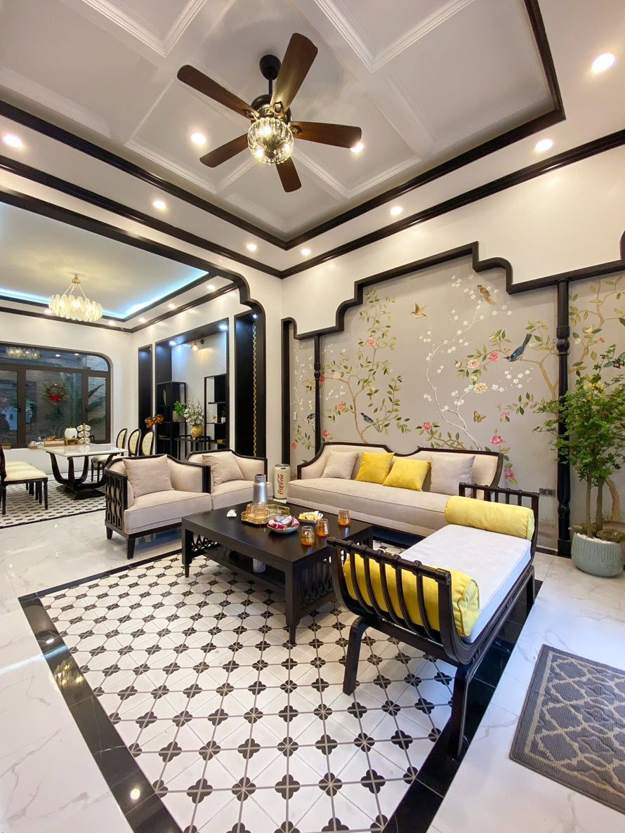 Phòng khách phong cách Indochine đẹp