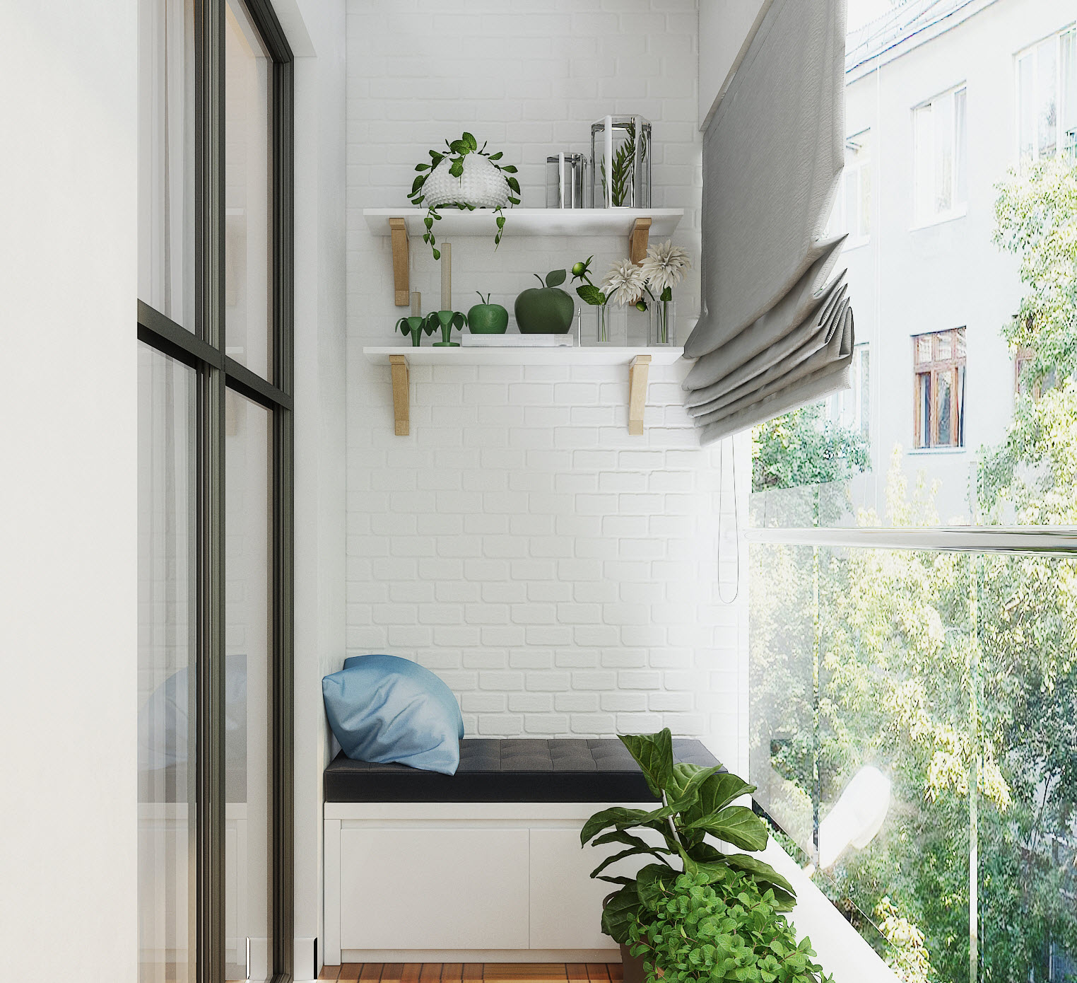 G&oacute;c thư gi&atilde;n, đọc s&aacute;ch, h&oacute;ng gi&oacute; nơi ban c&ocirc;ng căn hộ 3 ph&ograve;ng ngủ.