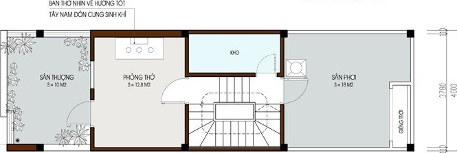 Mặt bằng tầng 5 nhà ống