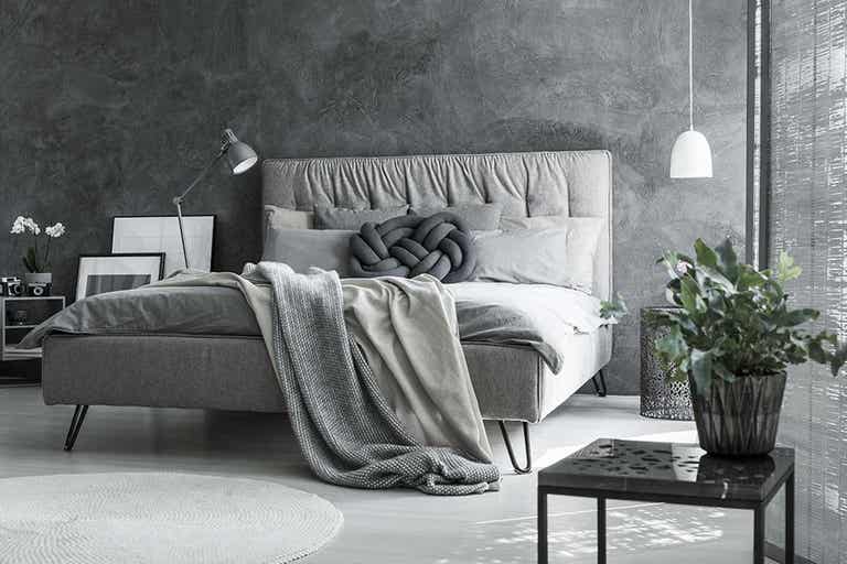 Ph&ograve;ng ngủ hiện đại với t&ocirc;ng m&agrave;u x&aacute;m ấn tượng, c&aacute; t&iacute;nh.