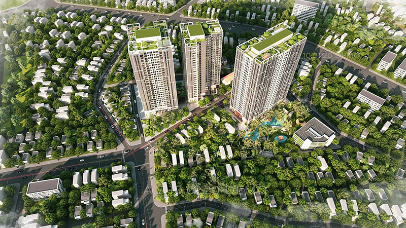  Phối cảnh chung cư Feliz Homes Hoàng Mai nhìn từ trên cao