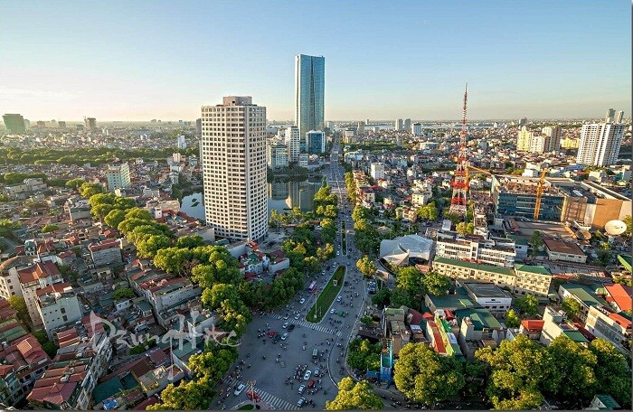h&igrave;nh ảnh một g&oacute;c TP. H&agrave; Nội nh&igrave;n từ tr&ecirc;n cao