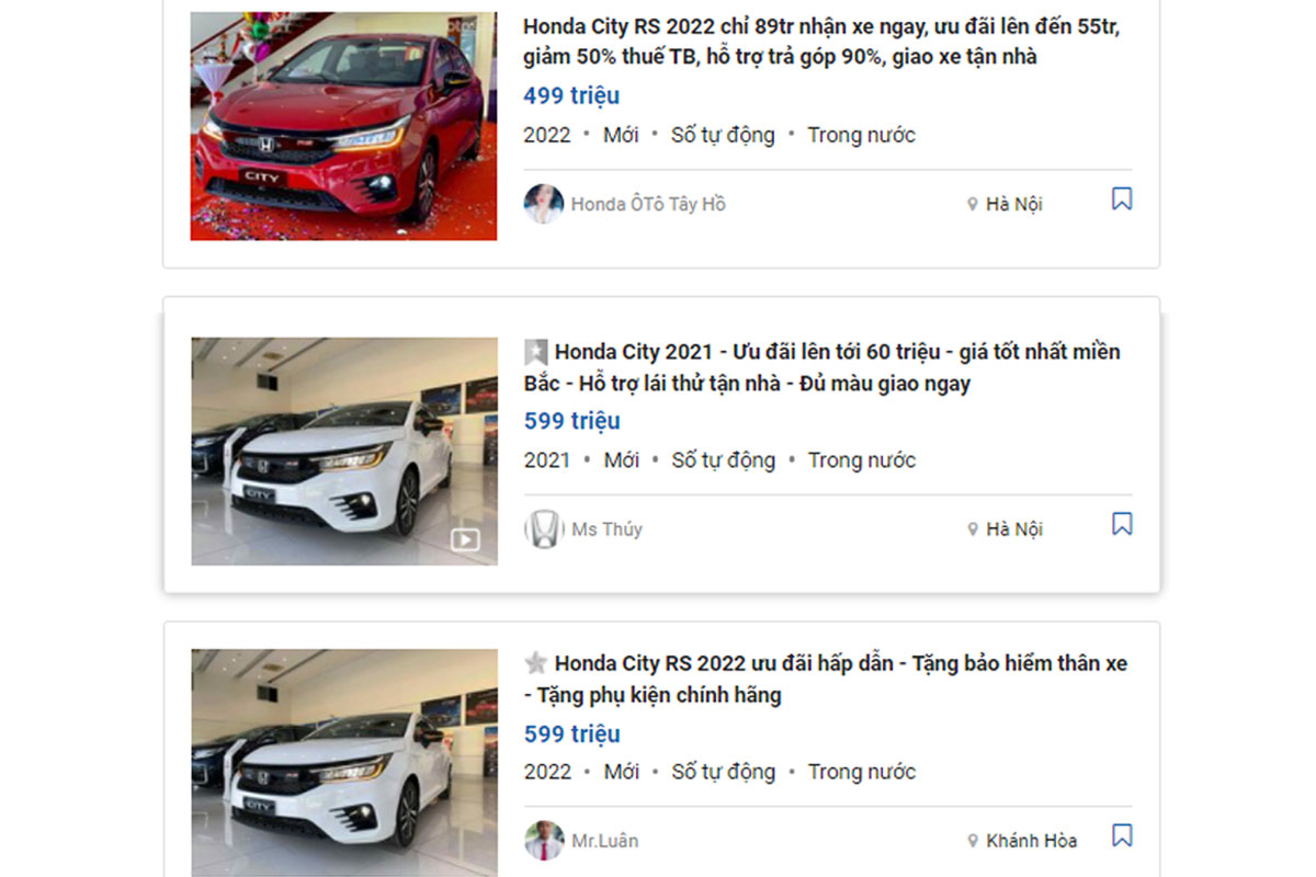 Một số đại l&yacute; ưu đ&atilde;i với gi&aacute; trị cao nhất l&ecirc;n tới 60 triệu đồng cho kh&aacute;ch mua Honda City