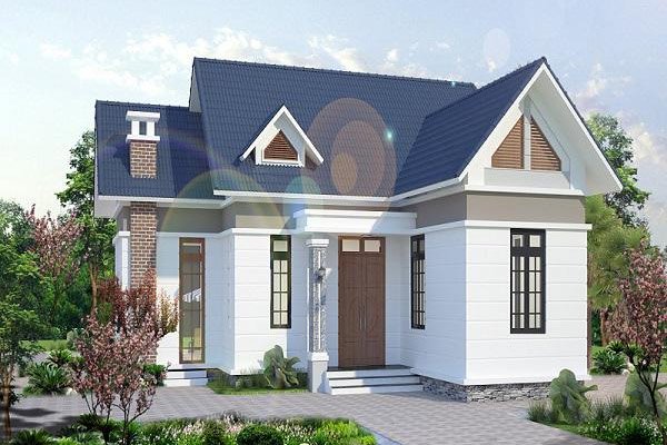 xây nhà cấp 4 mái ngói xanh lam đẹp