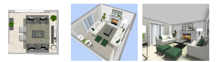 Hai ghế sofa đặt đối diện nhau tạo bố cục phòng khách cân đối, hài hòa.