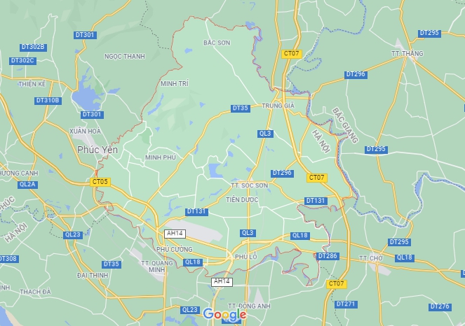 bản đồ huyện Sóc Sơn