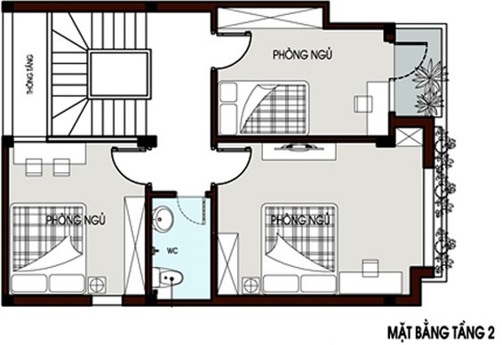 Mặt bằng tầng 2 nhà ống Mặt bằng tầng 2 nhà ống