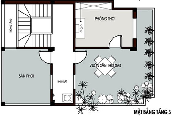 Mặt bằng tầng 3 nhà ống Mặt bằng tầng 3 nhà ống