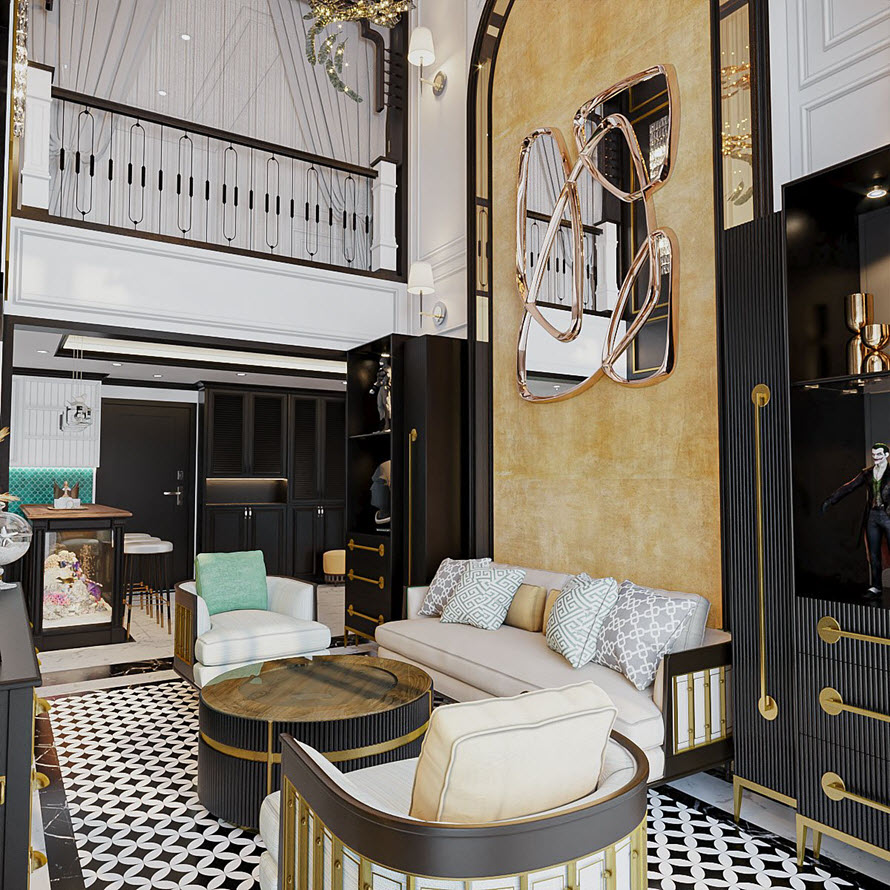 Phòng khách căn hộ Duplex
