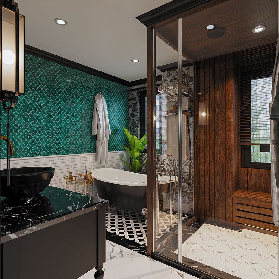 Ph&ograve;ng tắm sang chảnh như spa